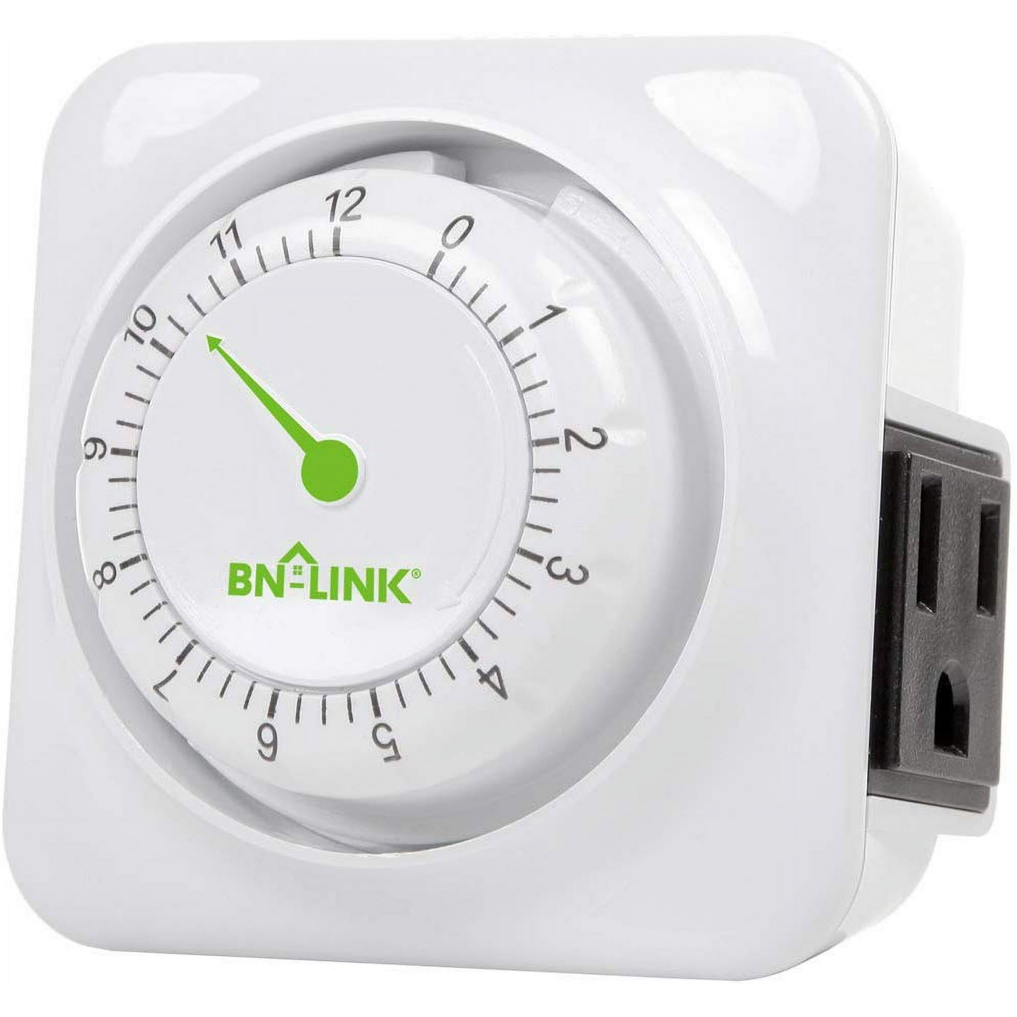 BN-LINK 12 Hour Indoor Mechanical Accurate Countdown Timer, 3-Prong Grounded Outlet, 15 Minute Increments, Energy Saving for Kitchen, Phone Charger, Lamps, Holiday Decoration 1875W, 1/2 HP,