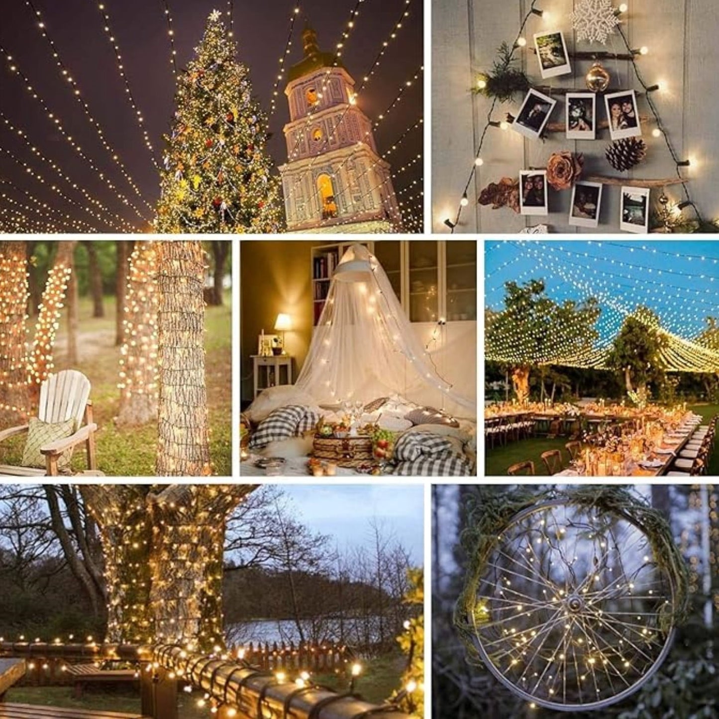 BN-LINK 99FT 300 LED String Lights, Plug-in Outdoor/Indoor Christmas Tree Lights with 8 Modes, Waterproof String Lights for House Yard, Patio & Xmas Decorations(Warm White)