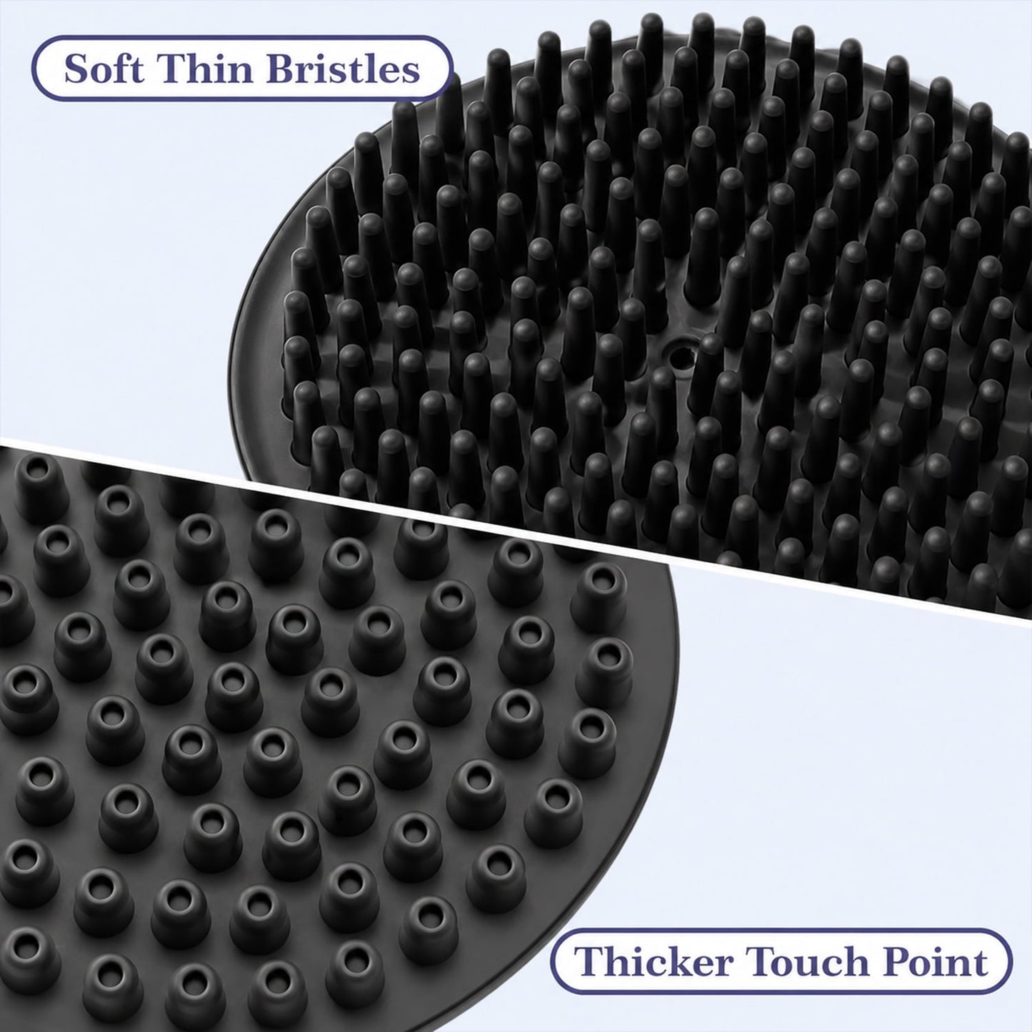 Behome Back Scrubber for Shower & Heart-shaped Shampoo Brush, Anti Slip Long Handle Bath Brush , Silicone Bath Accessory for Men & Women (Black)
