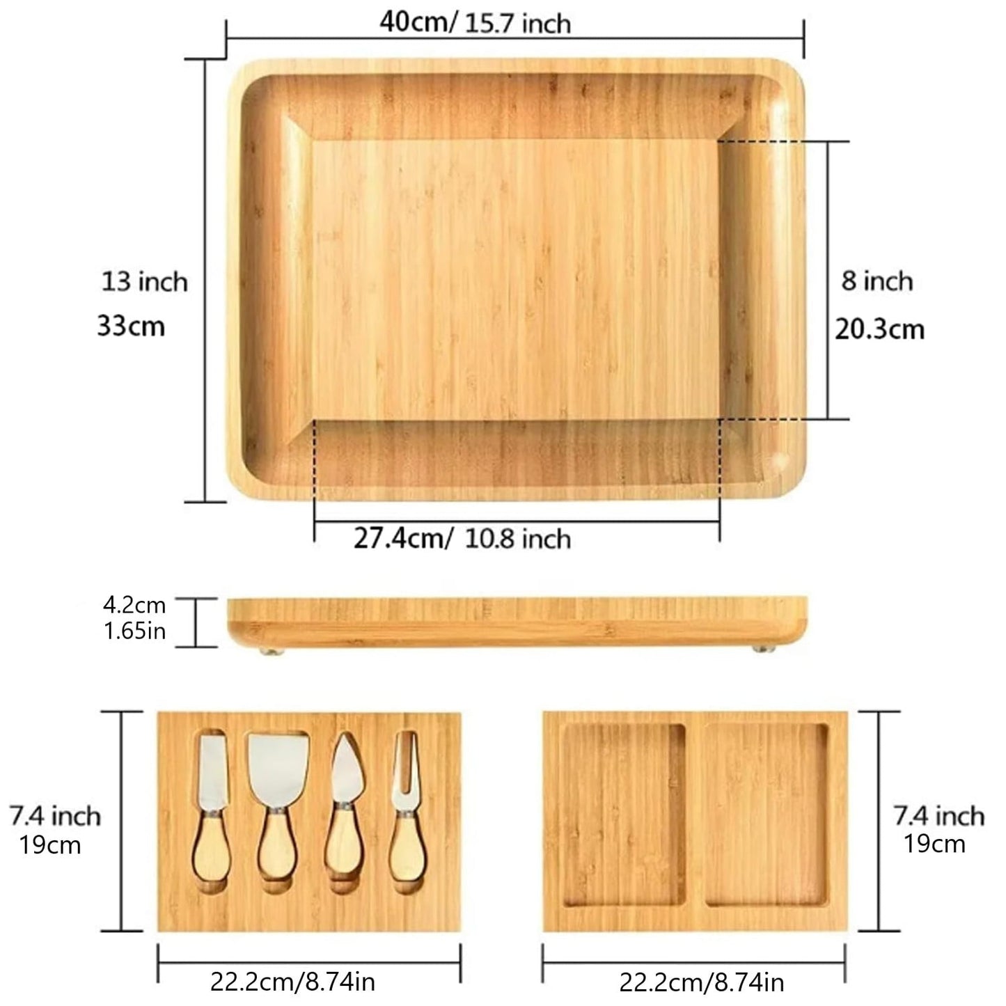 BN-LINK Charcuterie Board Set, 2 Drawers Large Bamboo Cheese Board & Platter with Accessories, House Warming Gift & Holiday Gift