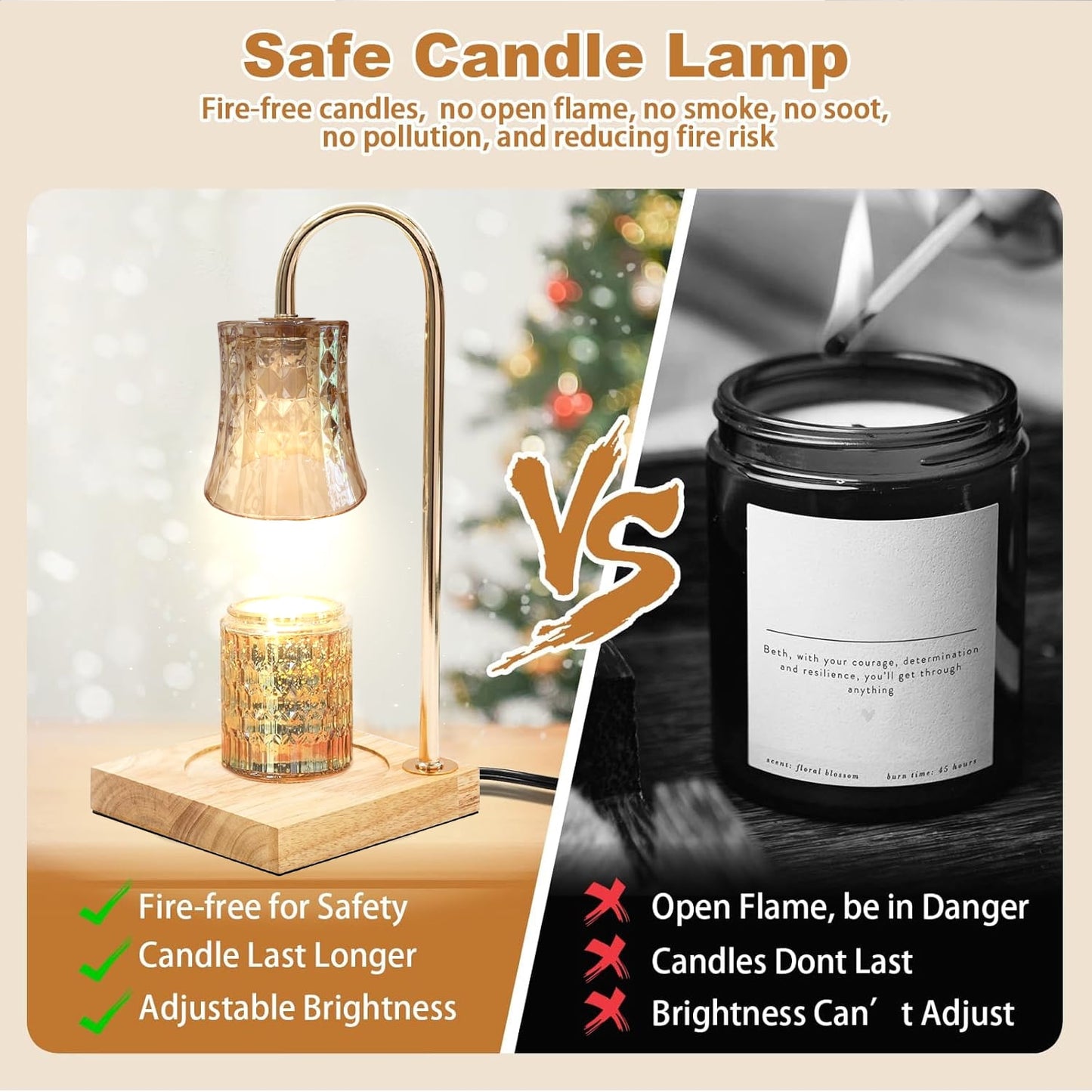 Behome Candle Warmer Lamp with Timer & Dimmer, Wax Melt Warmer with 2 Bulbs for Jar Candles, Home Decoration Gifts for Women, Gold