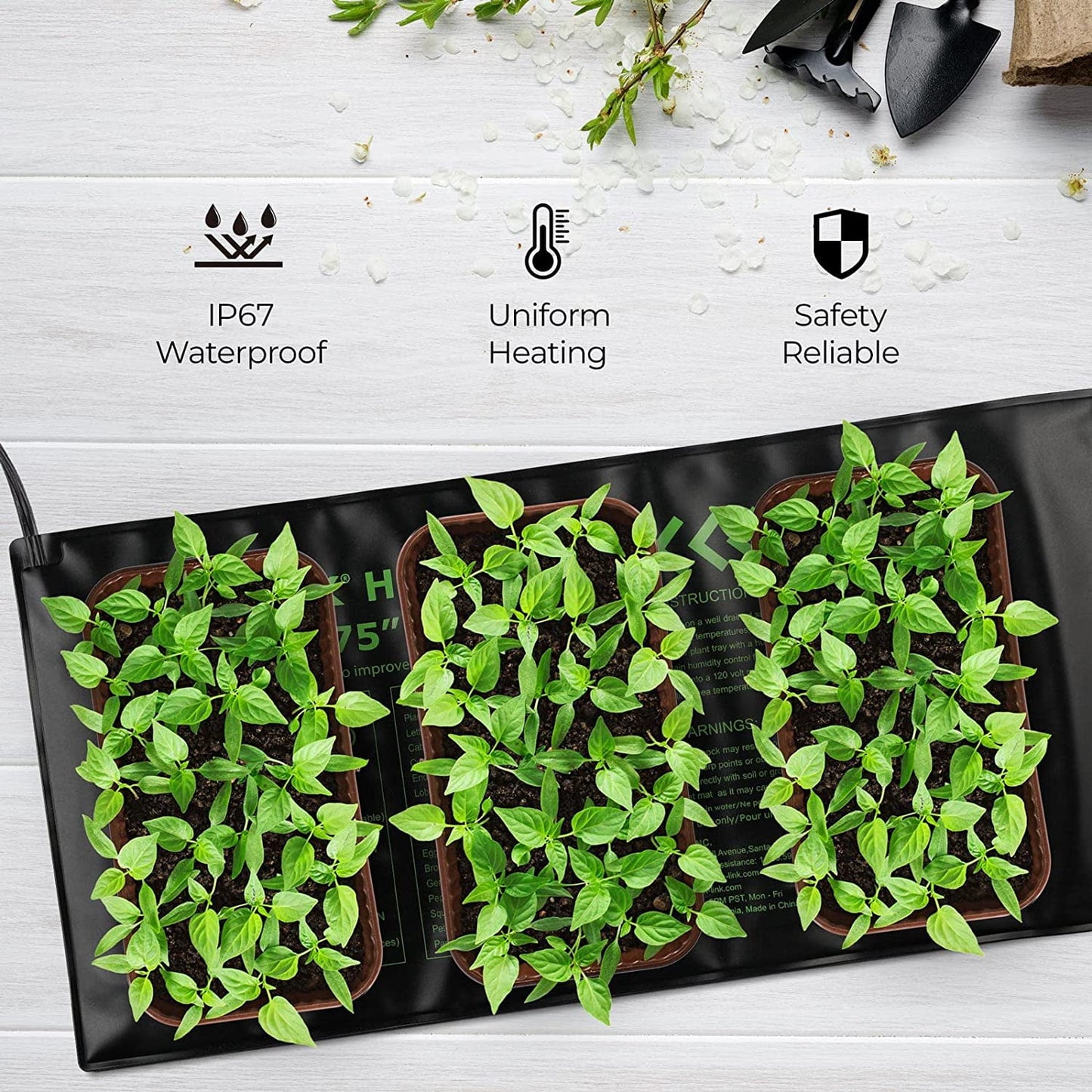 BN-LINK Seedling Heat Mat Warm Hydroponic Heating Pad Waterproof, 10" x 20.75" Mat for Seed Starting Greenhouse and Germination