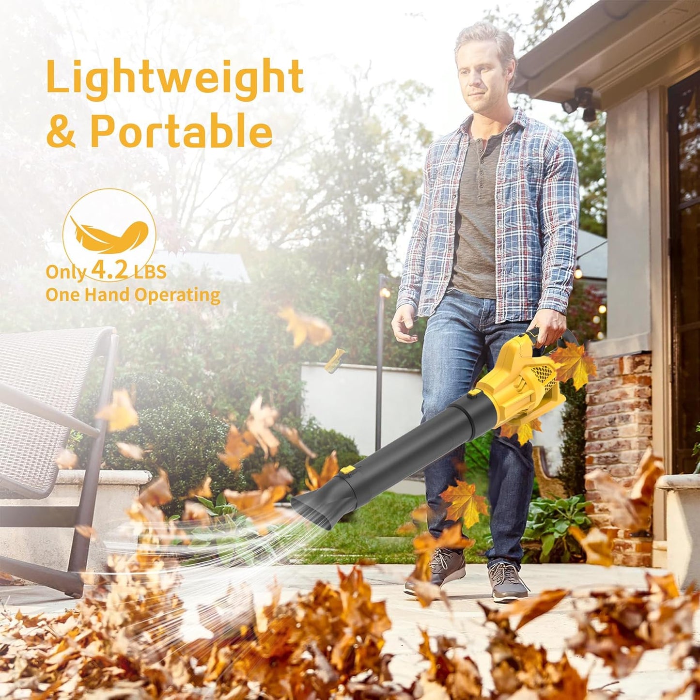 BN-LINK Cordless Leaf Blower, 20V Electric Leaf Blower with 6 Speed Settings, 2 x 1.5Ah High Capacity Battery Powered, for Lawn Care Patio Cleaning