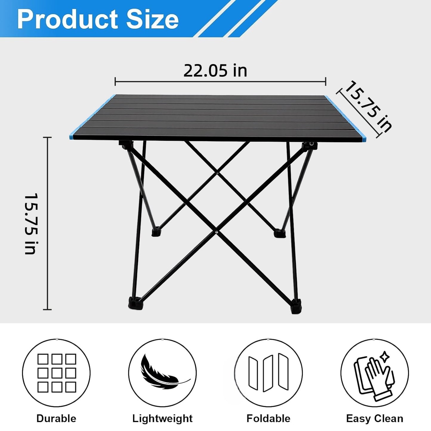 BN-LINK Outdoor Folding Table, Heavy Duty Aluminum Camping Table with Carry Bag, Portable Beach Table for Outdoor Cooking, Picnic, Camp, Festival, Travel