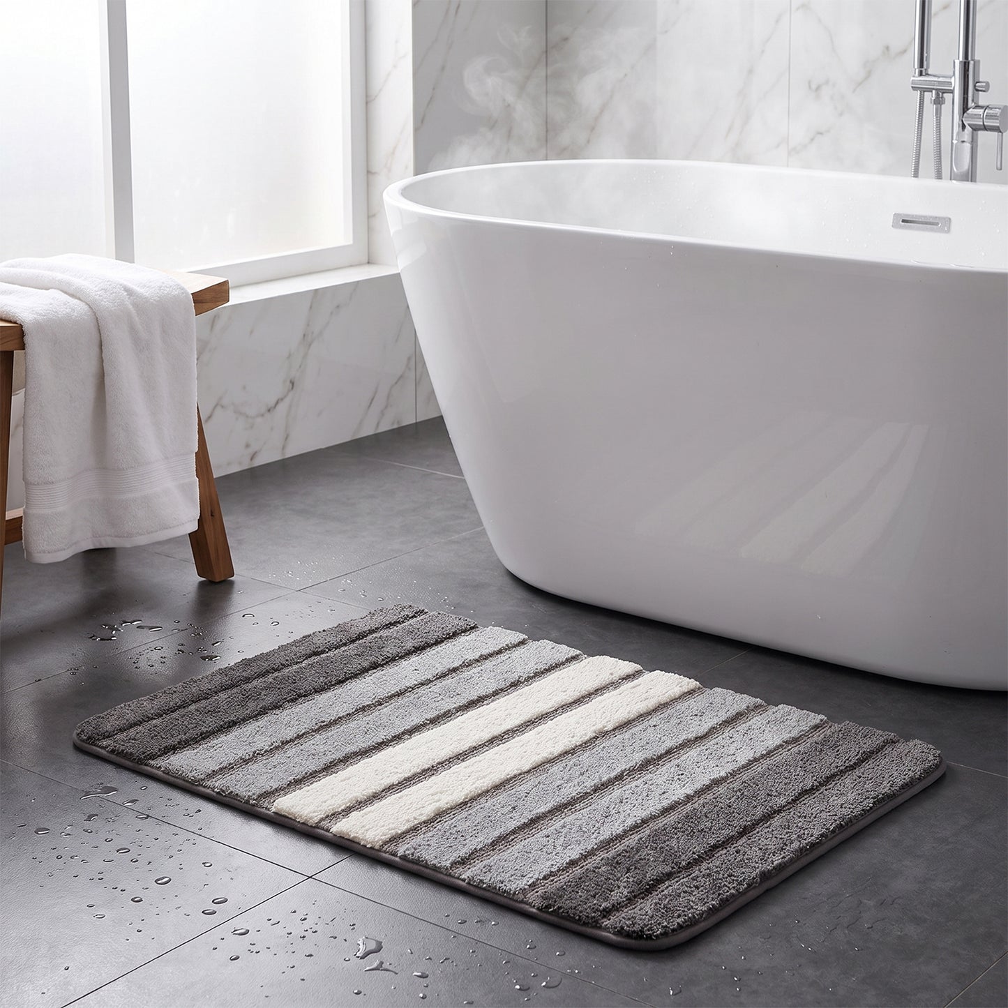 Behome Non-Slip Thick Bathroom Rugs, 16”x 24” Extra Soft and Absorbent Shaggy Bath Mat, Washable Bath Rugs for Bathroom Floor, Tub and Shower