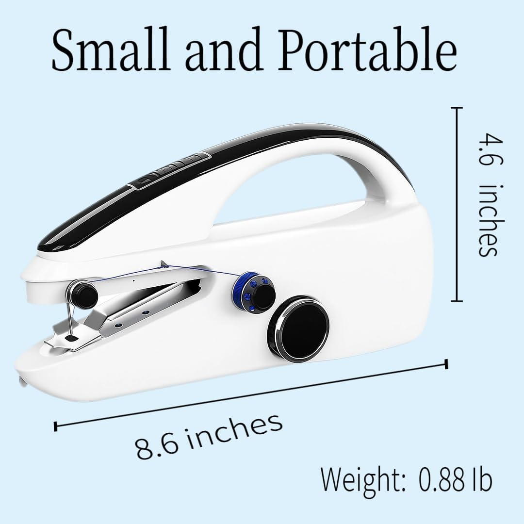 Behome Handheld Sewing Machine with Two Speeds, Mini Sewing Machine for Clothes, Fabrics, and Quick Home Repairs