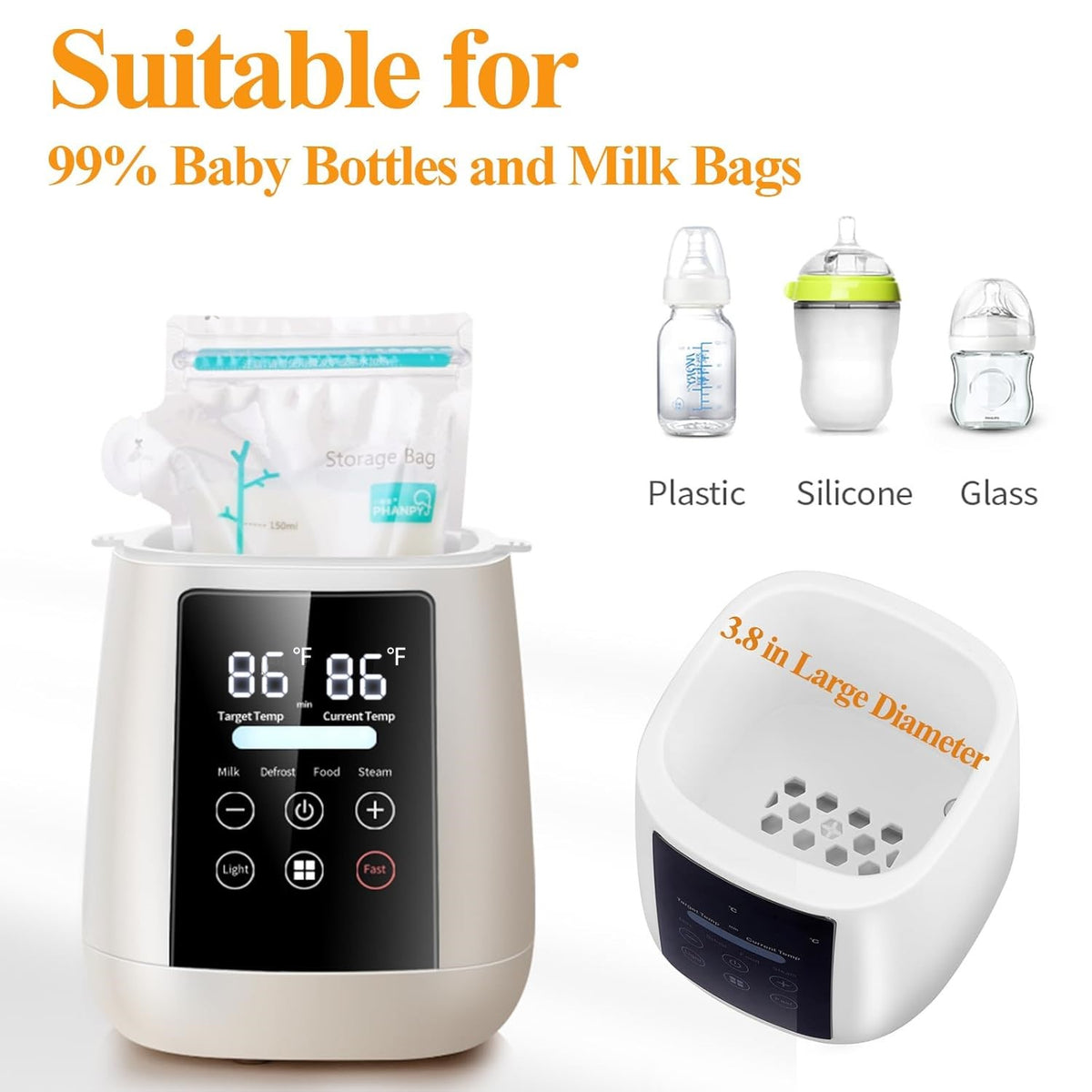 Behome Bottle Warmer, 8-in-1 Fast Milk Warmer for Breastmilk and Formula, Accurate Temperature Control