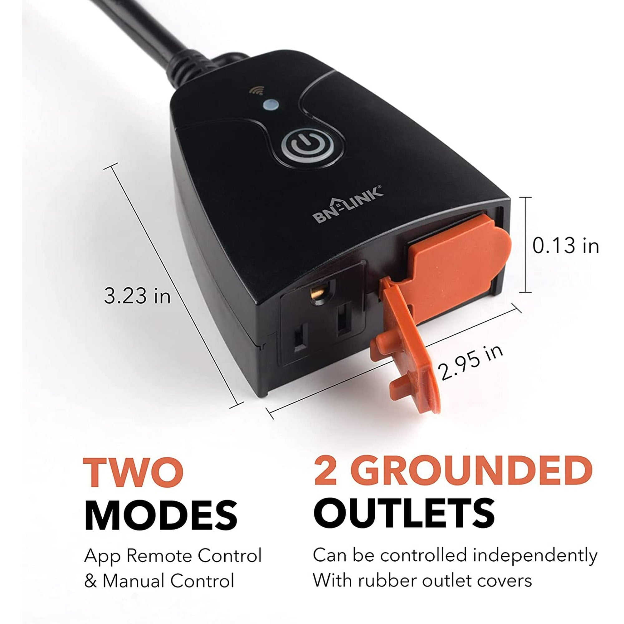 BN-LINK Heavy Duty Dual Outlet Outdoor Smart WiFi Plug Timer Outlet Switch, Compatible with Alexa and Google Assistant 2.4 GHz Network only