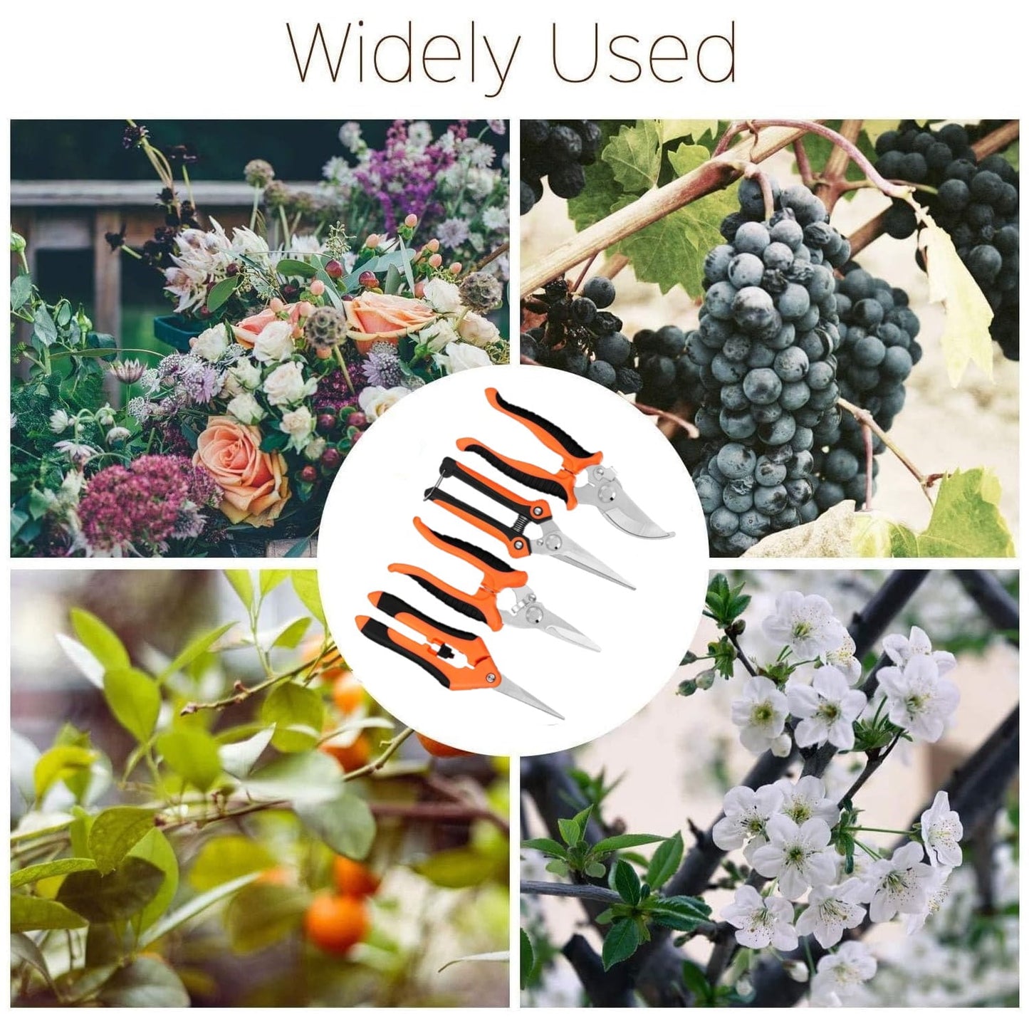 BN-LINK 4 Pack Garden Pruning Shears, Stainless Steel Handheld Scissors Set with Gardening Gloves, Heavy Duty Garden Bypass Pruning Shears,Tree Trimmers Secateurs