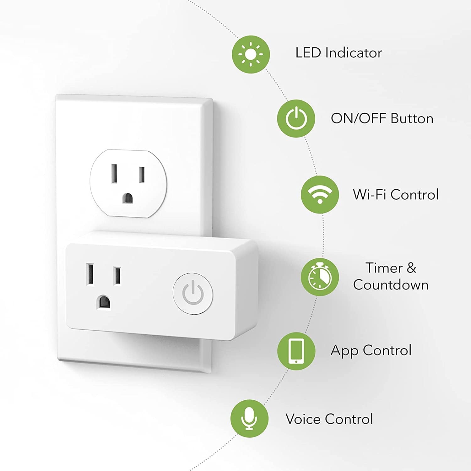 BN-LINK WiFi Heavy Duty Smart Plug Outlet, No Hub Required with Timer Function, White, Compatible with Alexa and Google Assistant, 2.4 Ghz Network Only (4 Pack)