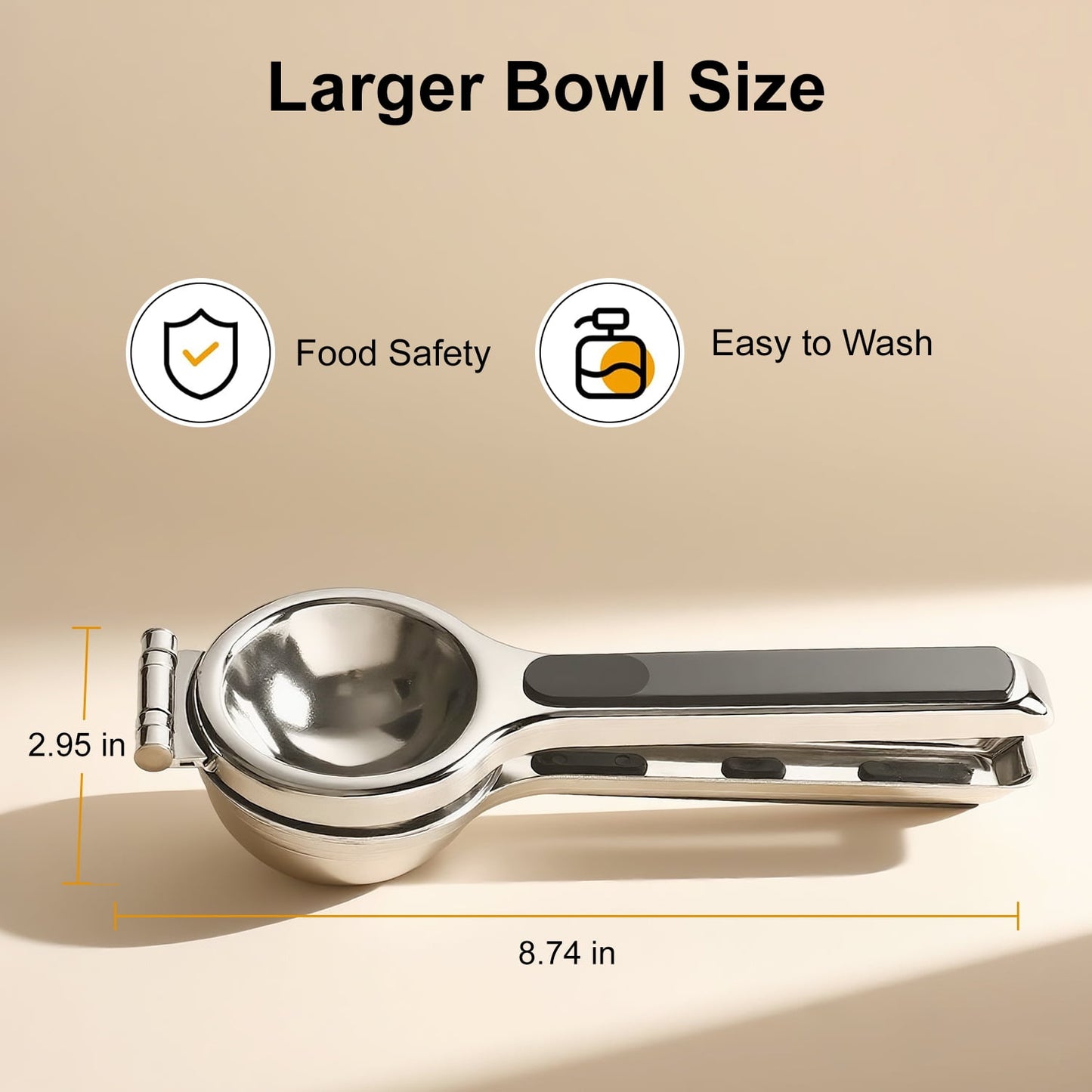 Behome Lemon Squeezer, Stainless Steel Handheld Lemon Juicer with Silicone Handles, Heavy Duty Manual Juicer for Lemon, Orange, Citrus