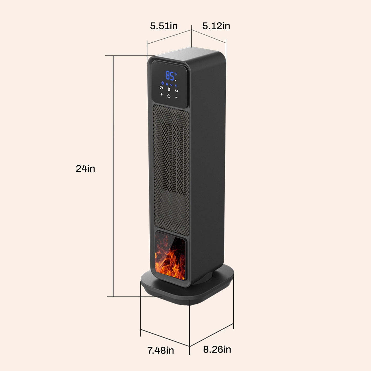 Behome Space Heater Indoor, 24’’ Electric Heaters with Remote & Thermostat, 3 Modes & 70°Oscillation & 12H Timer, Portable Room Tower Space Heater for Office, Bedroom, Large Room