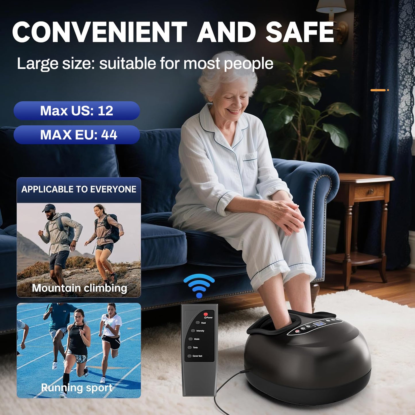 Behome Foot Massager Machine with Heat & 5 Deep-Kneading Modes, 5 Massage Levels & Timer, Remote Control Deep Kneading Machine for Plantar Fasciitis, for Home and Office Use