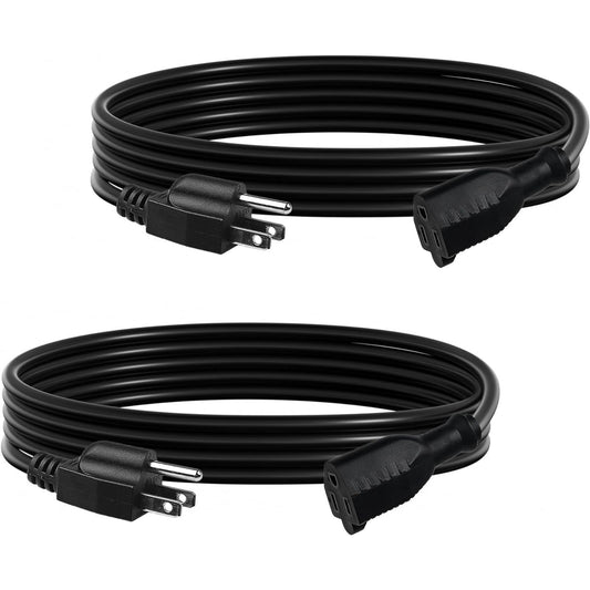 BN-LINK 10 ft Indoor Outdoor Extension Cord 16/3 SJTW, 2 Pack, Black, PVC Cable Jacket, 3-prong, Weather Resistant, Flame Retardant, Suitable for Indoor, Garden, Landscaping & Holiday Decorations, ETL
