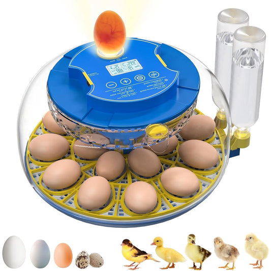 BN-LINK 18 Egg Incubator with Temperature Control, Automatic Egg Turning and Humidity Display, Auto Water Replenishment & 360 Degree View with Egg Candler, for Various Types of Eggs