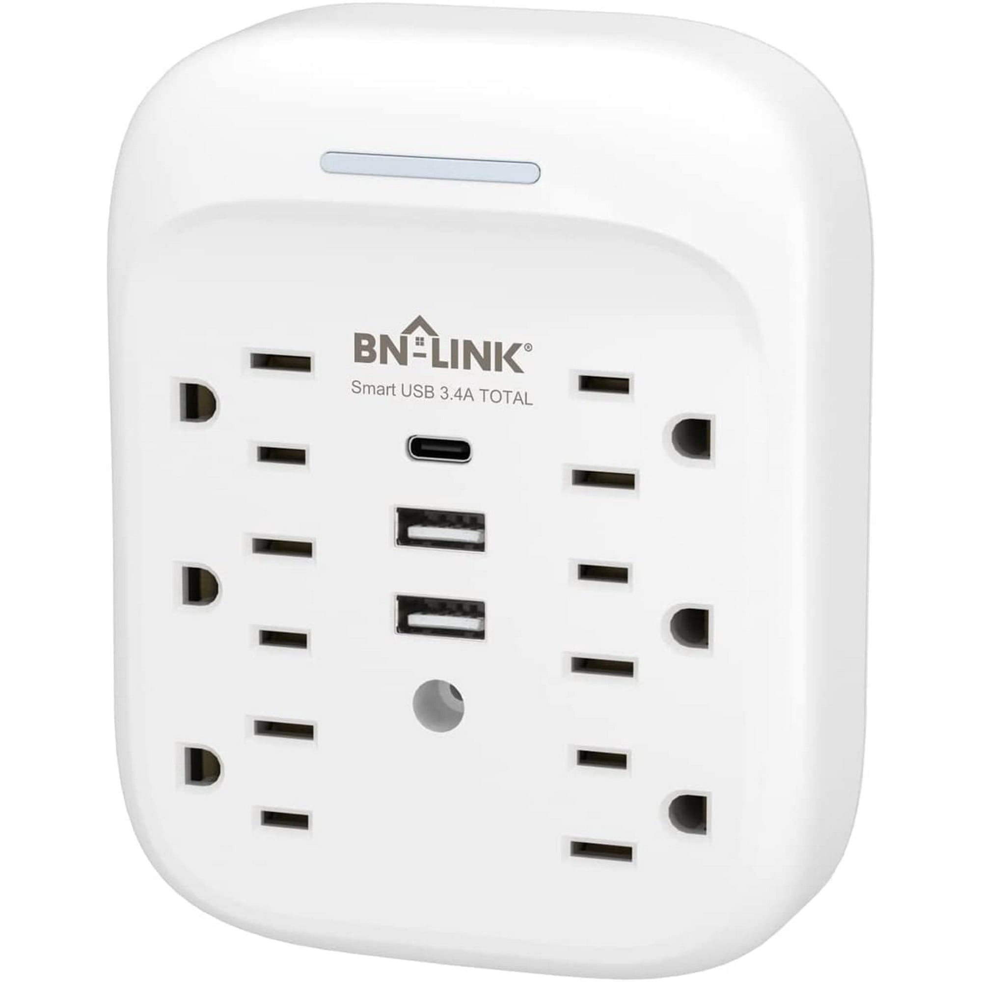 BN-LINK 1800J Outlet Extender,Multi Plug Outlet with 3 USB Wall Charger(2.4A per Port),6 Outlet Extender Surge Protector Multi Outlet Wall Plug for Home,School,Travel,Office