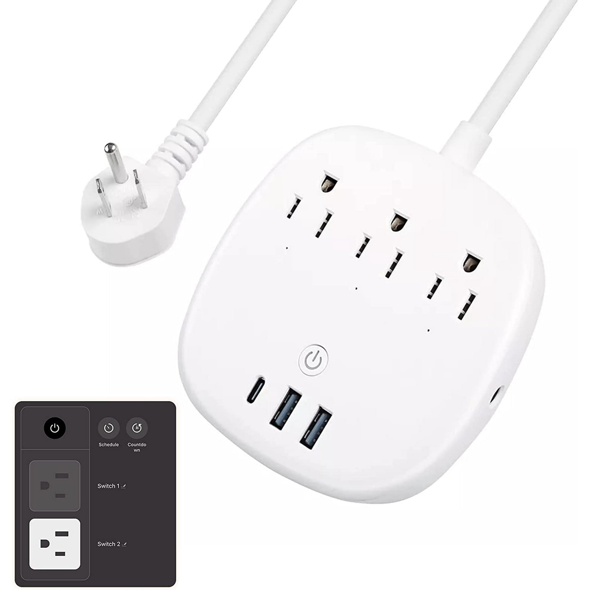 BN-LINK 30W USB C Smart Power Strip with 2 USB A, 3 Individually Controlled Smart Outlet, Work w/ Alexa Google Home, 6 ft Extension Cord, Flat Plug, Desk Charging Station for Home, Office ,Travel, ETL