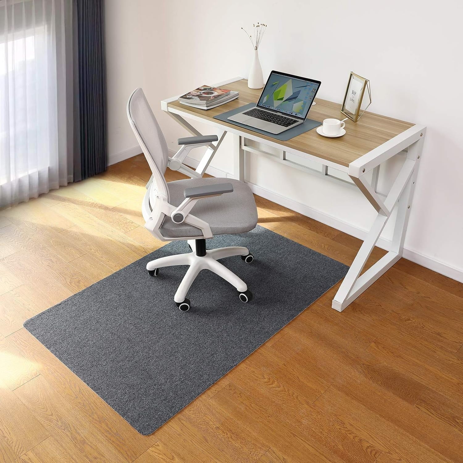 BN-LINK 55"x35" Office Desk Chair Mat for Home Office, Computer Gaming Rolling Chair Mat, Multi-Purpose Low-Pile Hardwood Floor Protector(Dark Gray)