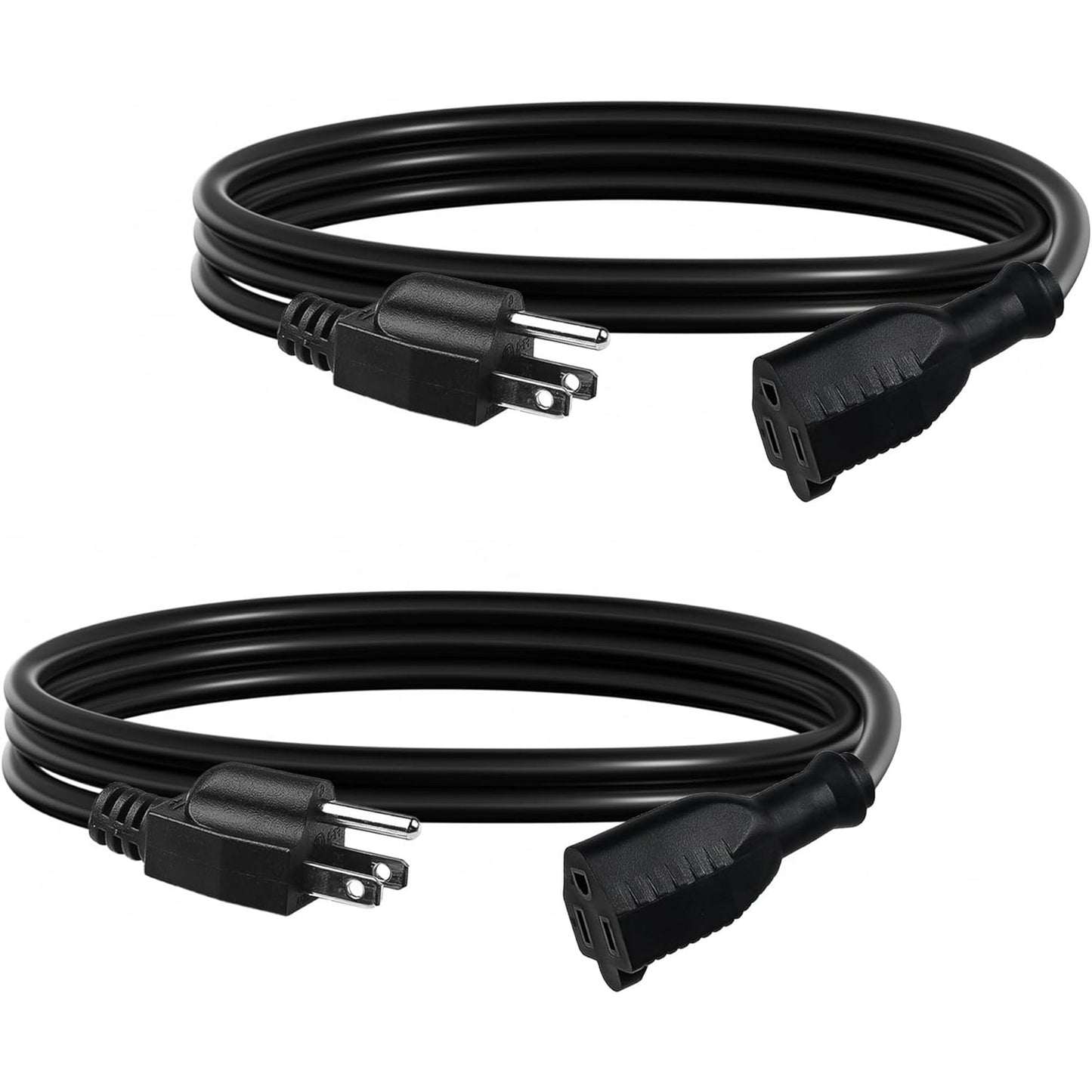 BN-LINK 6 ft Indoor Outdoor Extension Cord 16/3 SJTW, 2 Pack, Black, PVC Cable Jacket, 3-Prong, Weather Resistant, Flame Retardant, Suitable for Indoor, Garden, Landscaping & Holiday Decorations, ETL