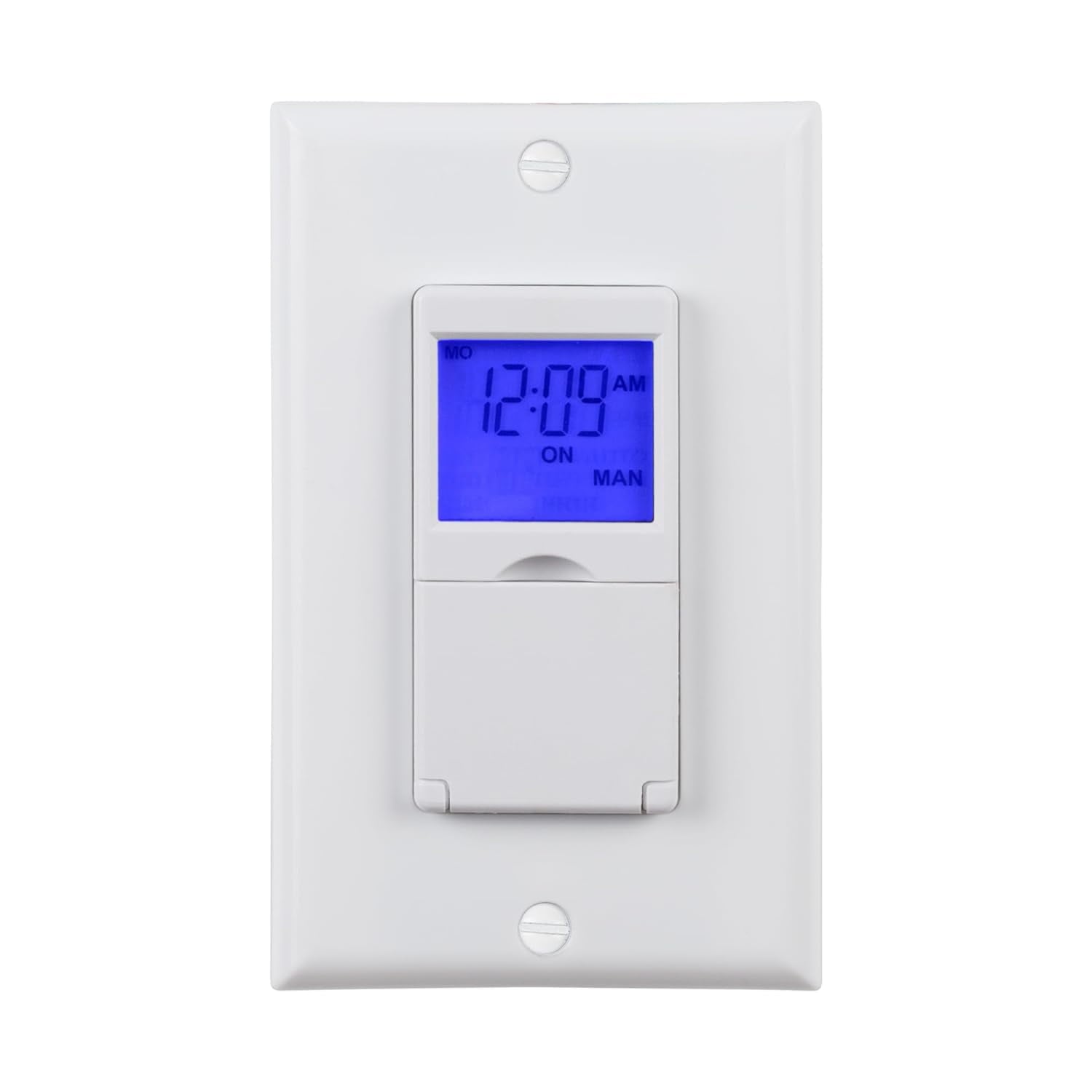 BN-LINK 7 Day Programmable In-Wall Timer Switch for Lights, fans and Motors , Single Pole and 3 Way Both Use, Blue Backlight, Neutral Wire Required, White