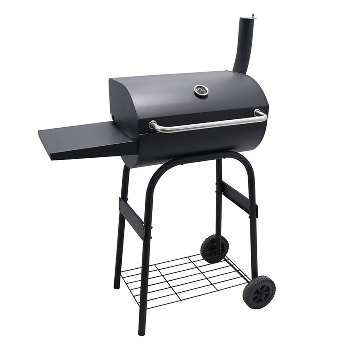 BN-LINK Barrel Charcoal Grill, Outdoor Grill with Side Shelf and Built-In Thermometer, 320 Sq. In. Cooking Area, Portable BBQ Grill & Smoker Combo for Backyard, Parties, Camping