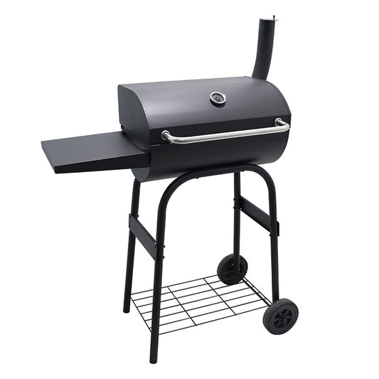 BN-LINK Barrel Charcoal Grill, Outdoor Grill with Side Shelf and Built-In Thermometer, 320 Sq. In. Cooking Area, Portable BBQ Grill & Smoker Combo for Backyard, Parties, Camping