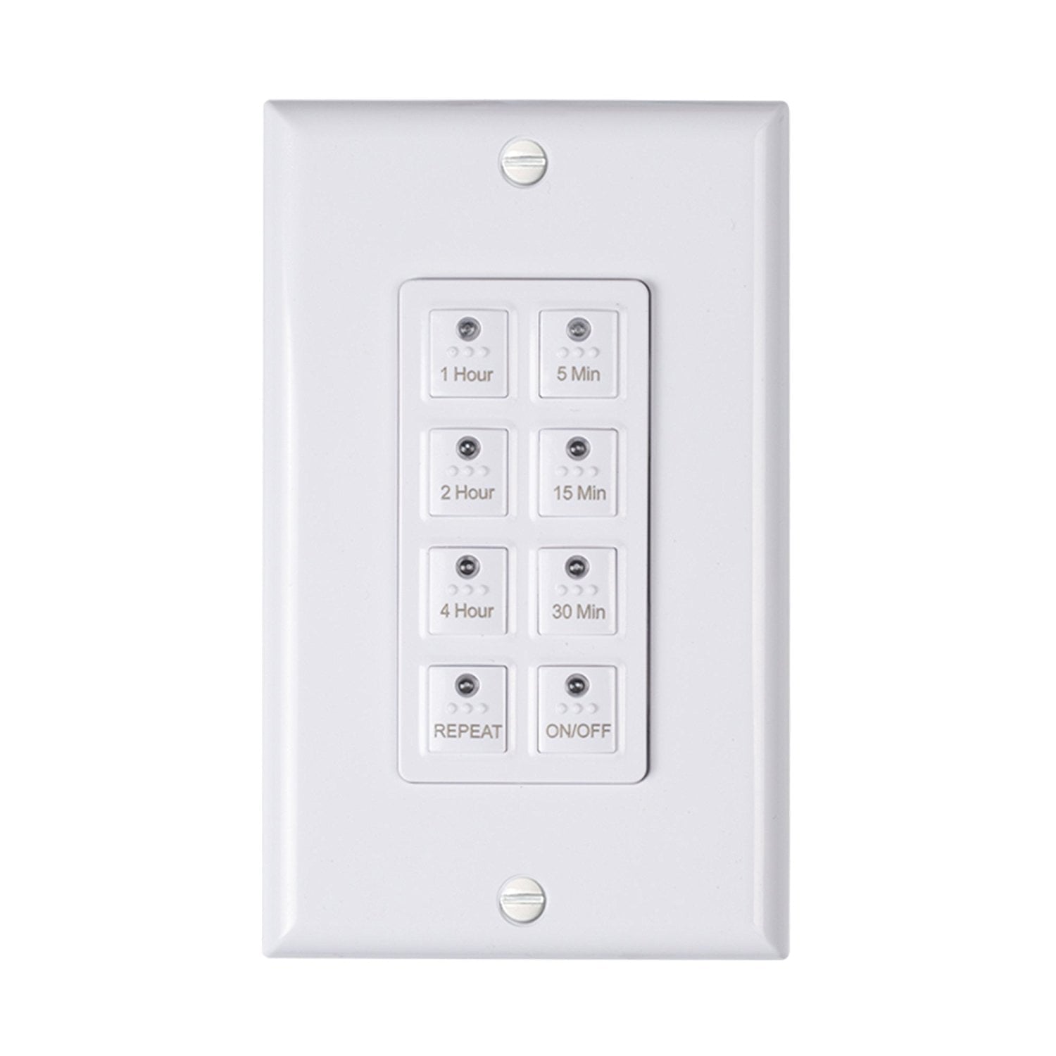 BN-LINK Countdown Digital in-Wall Timer Switch 5-15-30-60mins, 2-4hours,for Bathroom Fan,in-Wall Light Timer, Neutral Required, Free Wall Plate, White, bnd-60/u110b-1 BND-60/U110b-1