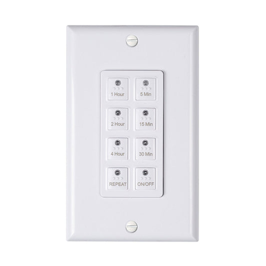 BN-LINK Countdown Digital in-Wall Timer Switch 5-15-30-60mins, 2-4hours,for Bathroom Fan,in-Wall Light Timer, Neutral Required, Free Wall Plate, White, bnd-60/u110b-1 BND-60/U110b-1
