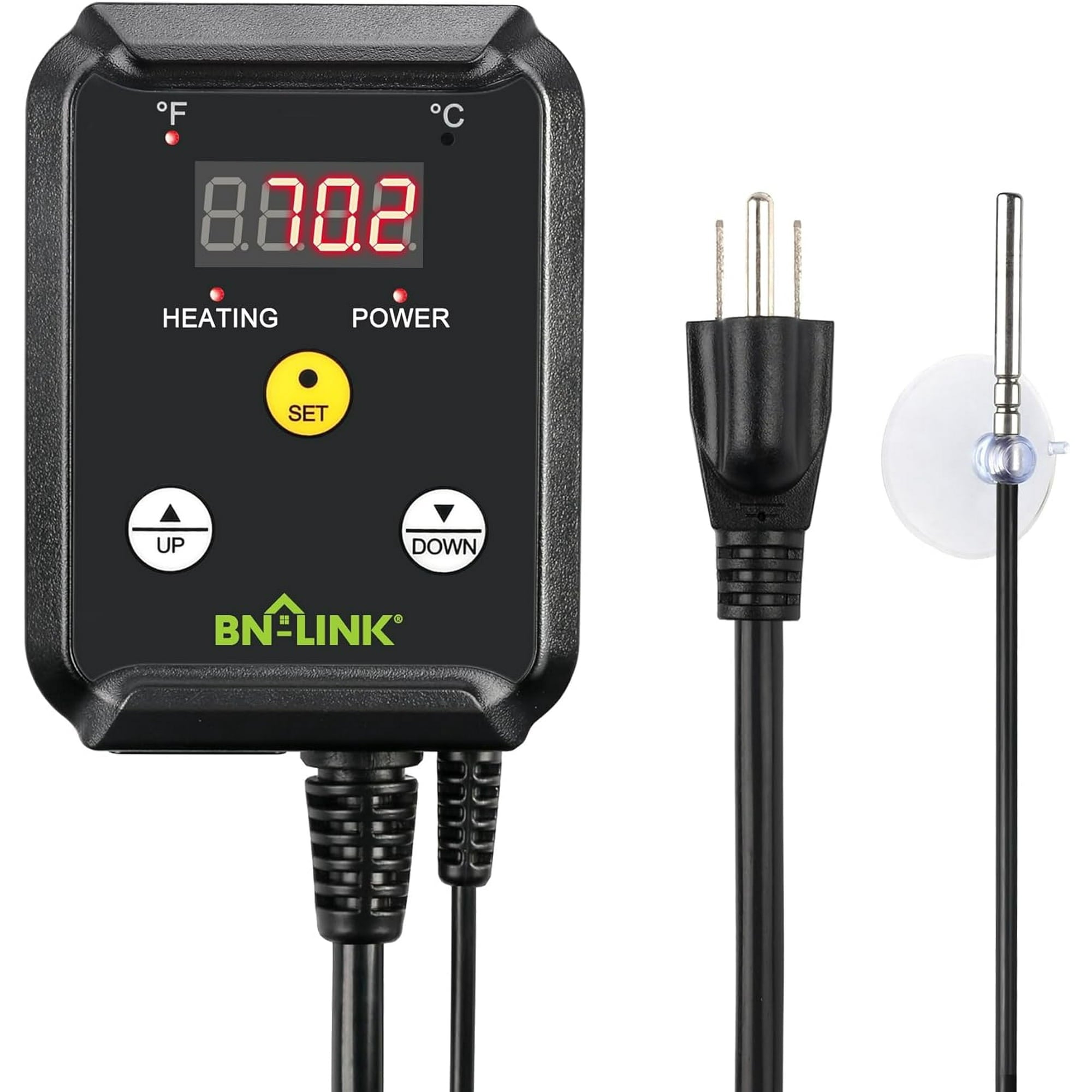 BN-LINK Digital Heat Mat Thermostat Temperature Controller for Seed Germination, Reptiles and Brewing Breeding Incubation Greenhouse, 40-108°F, 8.3A 1000W ETL Listed