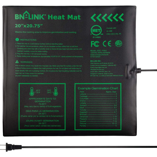 BN-LINK Durable Seedling Heat Mat Warm Hydroponic Heating Pad Waterproof 20" x 20.75" for Seed Starting Greenhouse and Germination