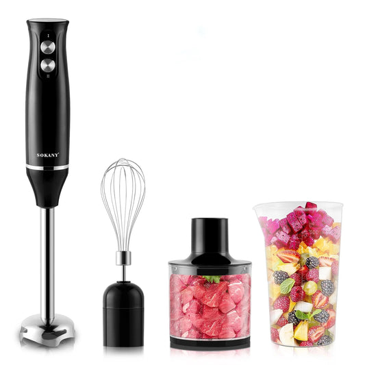 BN-LINK Immersion Blender, Hand Blender Electric, 4-in-1 Immersion Blender Handheld, 2-Speed, 500W Hand Blenders Immersion, Hand Mixer for Smoothies, Baby Food & Soup, Black