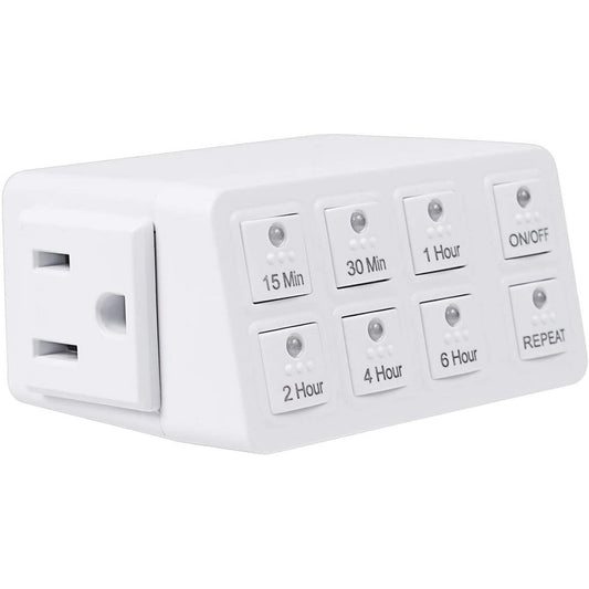 BN-LINK Indoor Countdown Timer with Repeat Function, Heavy Duty Accurate Compact Size for Charger Vacation Security, 3-Prong Grounded Outlet, ETL Listed
