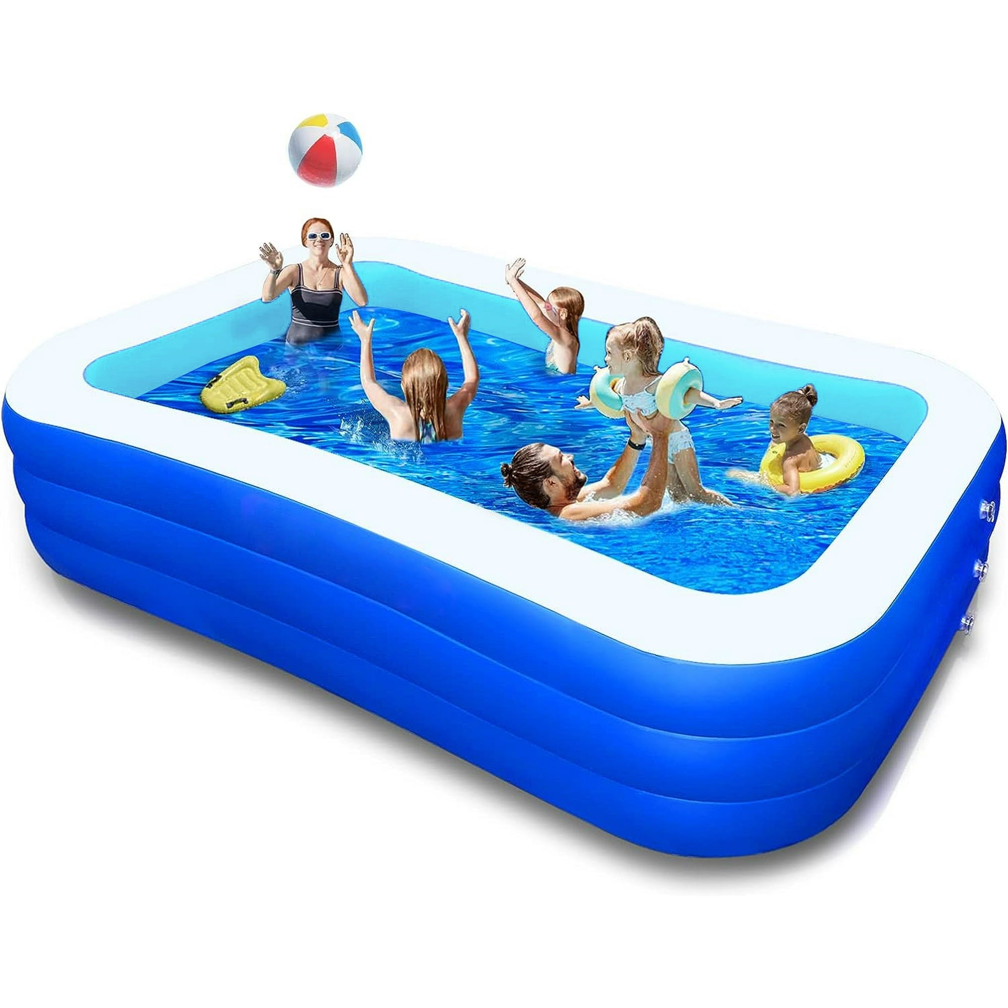 BN-LINK Inflatable Pool for Kids and Adults, 118" X 68" X 22" Oversized Thickened Family Swimming Pool for Toddlers, Outdoor, Garden, Backyard, Summer Water Party