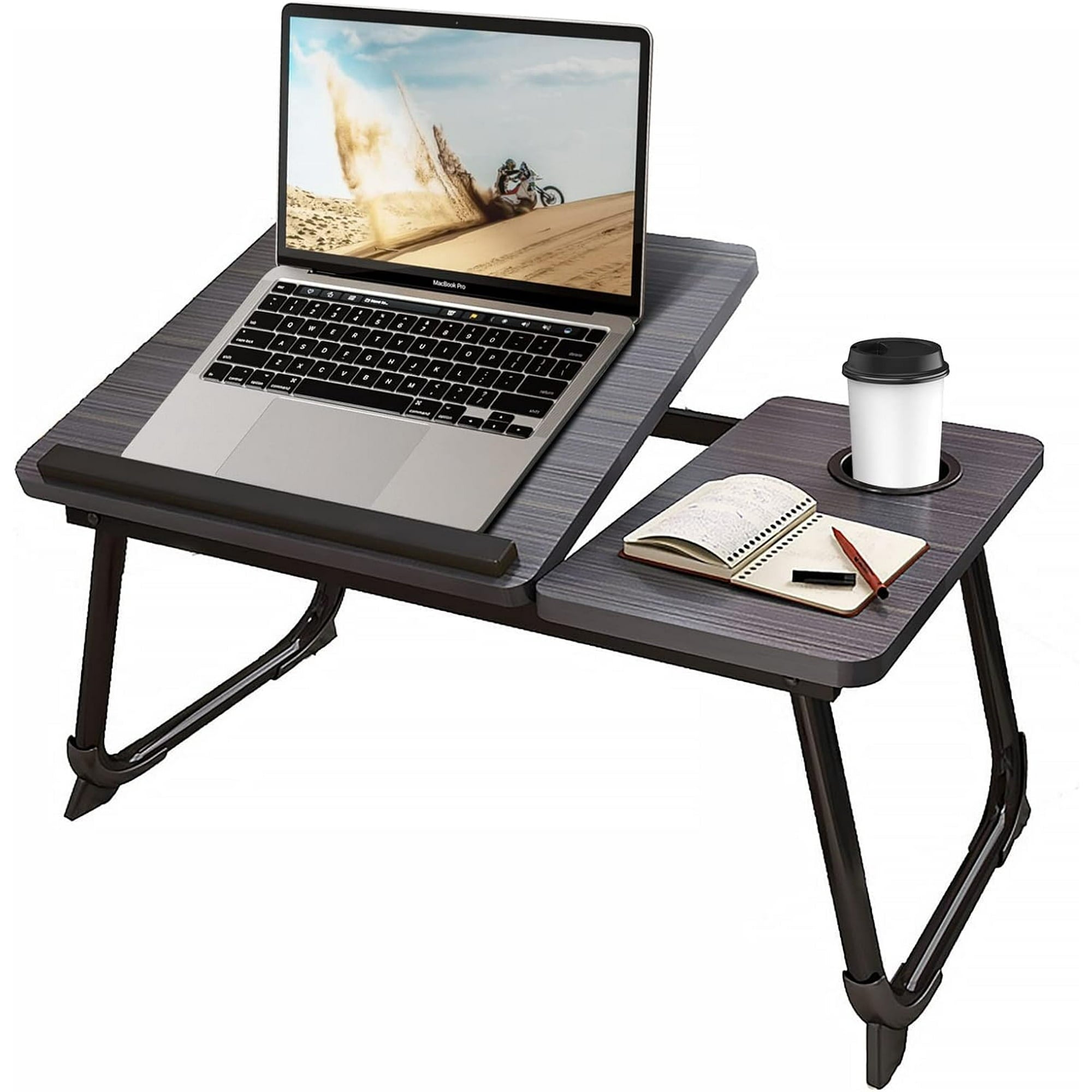 BN-LINK Laptop Desk for Bed or Couch, Lap Desk, Woking in Bed Desk, Home Office Desks, Breakfast Tray, Desk with Cup Holder, Laptop Stand for Bed, Fordable Legs Desk (Black)