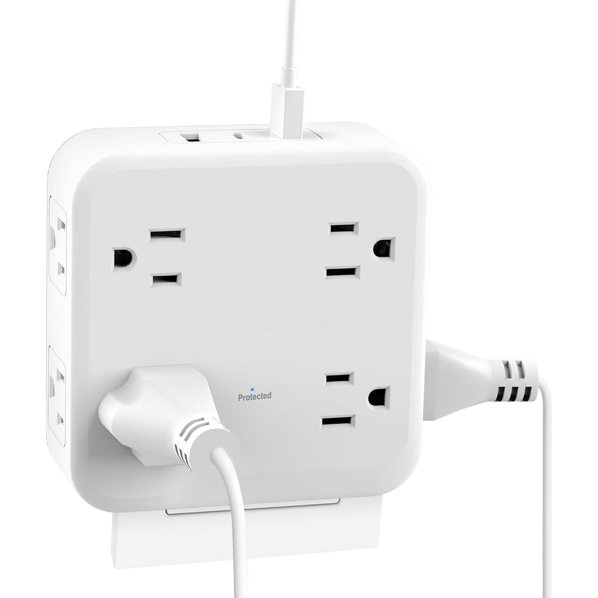 BN-LINK Multi Plug Outlet Extender with 8 Outlets 3 USB Wall Charger(1 USB C), Surge Protector 800 Joules, 3-Sided Multiple Plug Expander Outlet Splitter for Home, Office, Travel, 15A/1875W, White