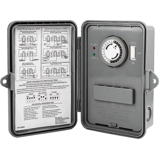 BN-LINK Pool Pump Timer, Outdoor Mechanical Timer Box, Heavy Duty 24 Hour Programmable, 2HP 40A Max, 120, 240, 277 VAC, for Pool Pump, Water Heater, Fans, SPA, ETL Listed