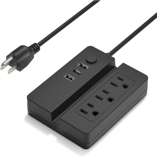 BN-LINK Power Strip with USB Ports and Outlets, Desktop Charging Station with 3 USB Ports( Total 3.4A), 3 Outlets, 4 ft Long Extension Cords, and The Groove to Hold The Cell Phone Easily
