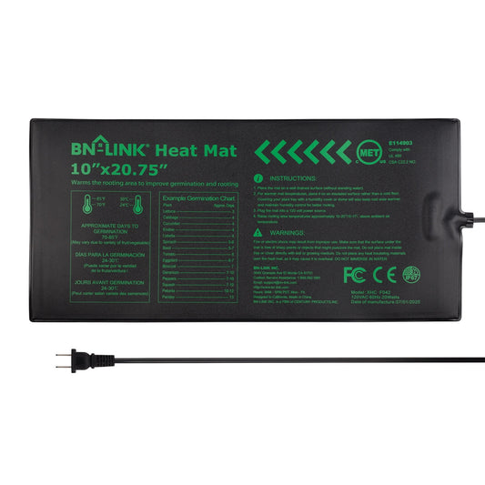 BN-LINK Seedling Heat Mat Warm Hydroponic Heating Pad Waterproof, 10" x 20.75" Mat for Seed Starting Greenhouse and Germination