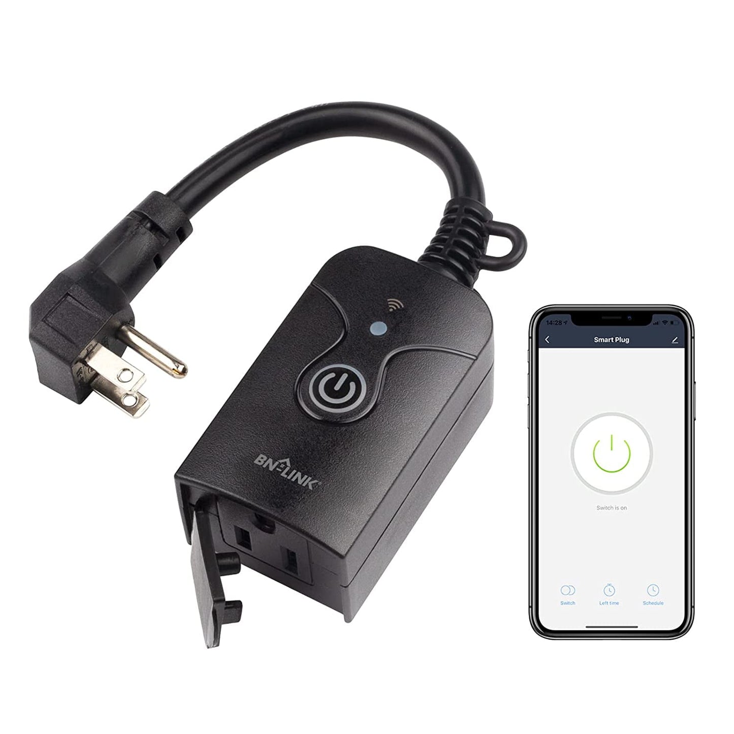 BN-Link Smart Wifi Plug Outlet, Remote Control by App, Compatible with Alexa and Google Assistant, Weatherproof, Requires 2.4 GHz Wifi, ETL Listed