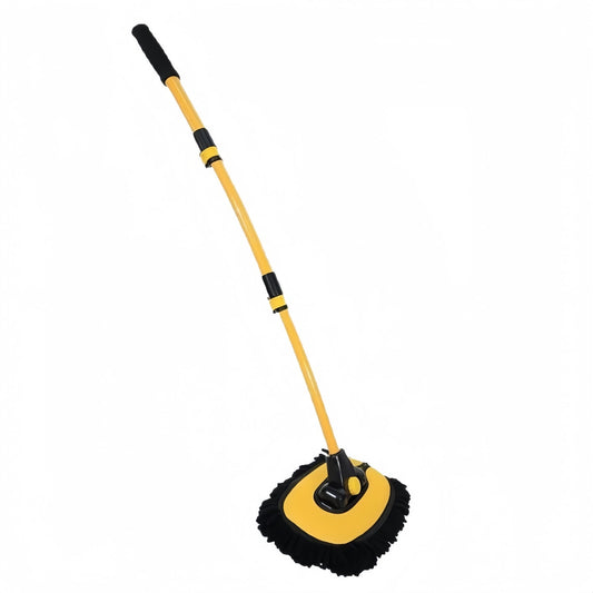 Behome Car Wash Brush, 40" Car Wash Brush with Long Handle, Retractable Bent Pole Car Wash Brush for Cars RV Truck Boat, Yellow