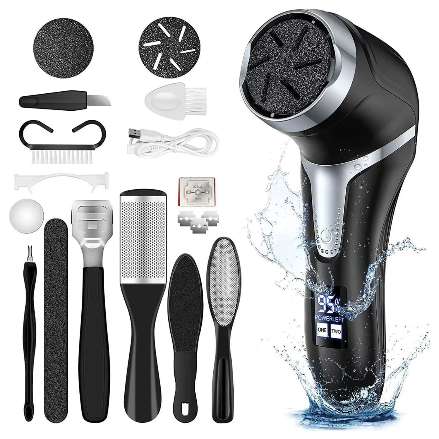 Behome Electric Foot Callus Remover, Rechargeable & Portable Electronic Foot File Pedicure Tools, Waterproof Foot Scrubber File, Electric Callus Remover Kit, Professional Pedi Feet Care(Black)