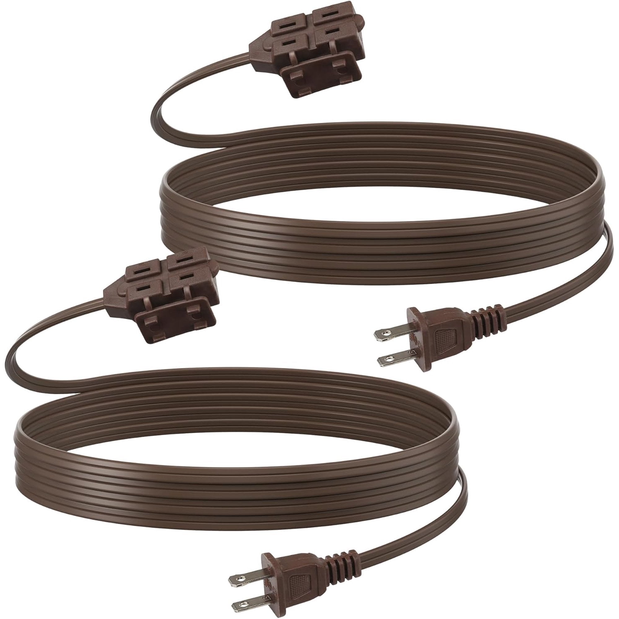 BN-LINK 6 ft 3 Outlet Indoor Extension Cord 16/2 SPT-2, Brown, 2 Prong Polarized Plug,Safety Plug Cap Included, for Homes, Kitchens and Offices