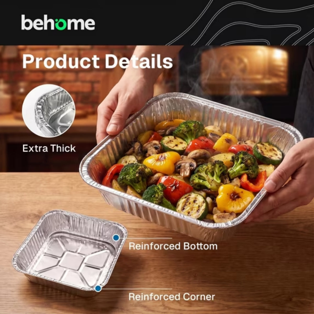 Behome 30 Pack Aluminum Pans, 8x8 Square Disposable Aluminum Baking Cake Pans, Heavy Duty Aluminum Roasting Trays for Baking, Cooking Food