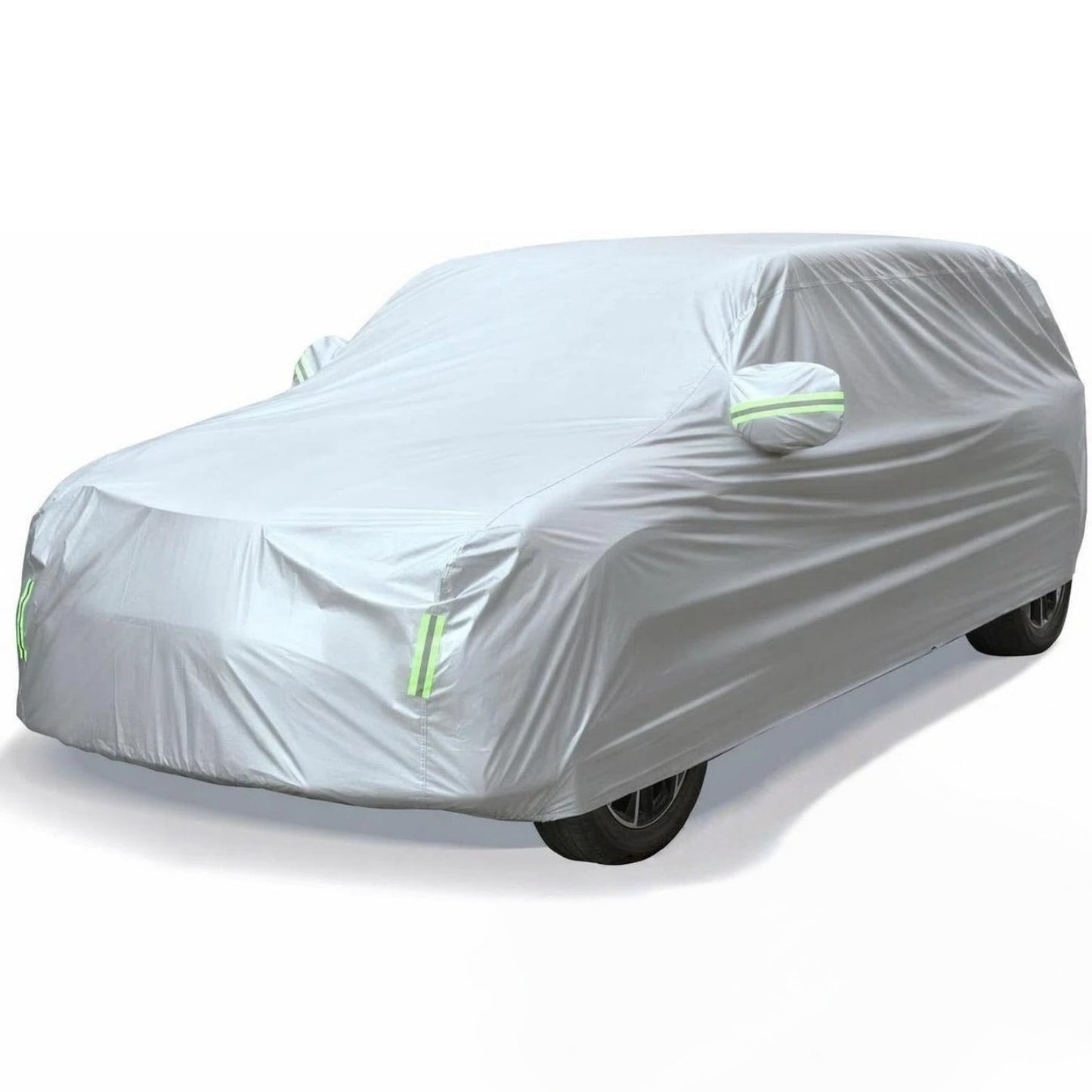 BN-LINK 2-Layer Car Cover Waterproof All Weather, Car Covers for Automobiles with Reflective Strips & Side Zipper, Sun Wind Rain Snow UV Protection Full Exterior Covers for SUV