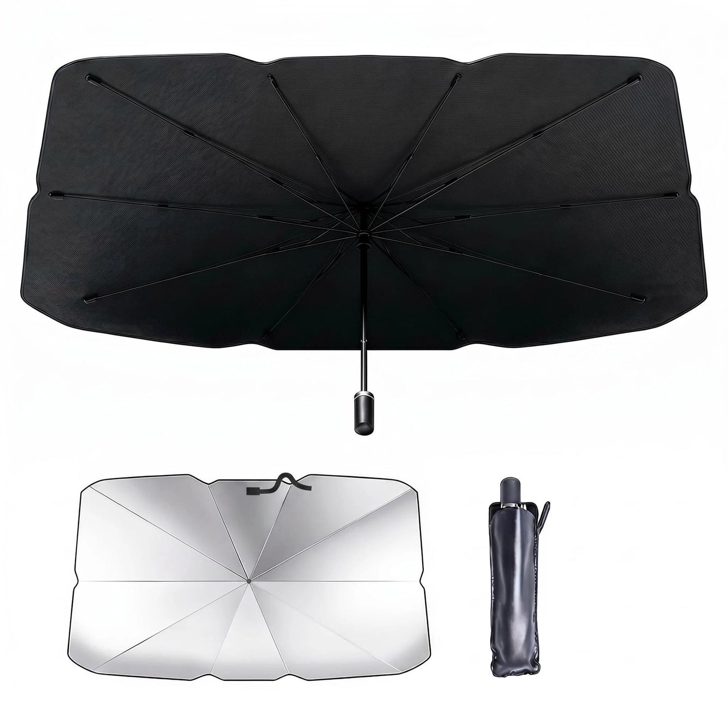 BN-LINK Foldable Car Windshield Sunshade, Heat & UV Rays Blocking Car Umbrella, Car Sun Shade with Carry Bag, Universal Fits Cars & SUVs (55.1" x 31.5")