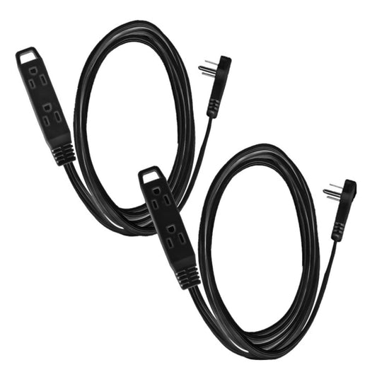 BN-LINK 2-Pack 6 ft Indoor Extension Cord 3 Grounded Outlets 16/3 SPT-2, 3 Prong Low-Profile Flat Plug, Black