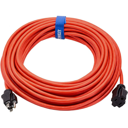Clear Power 50 ft Outdoor Extension Cord 16/3 SJTW, 3-Prong Grounded Plug, Orange, Water & Weather Resistant, Flame Retardant, General Purpose Power Cord for Lawn & Garden