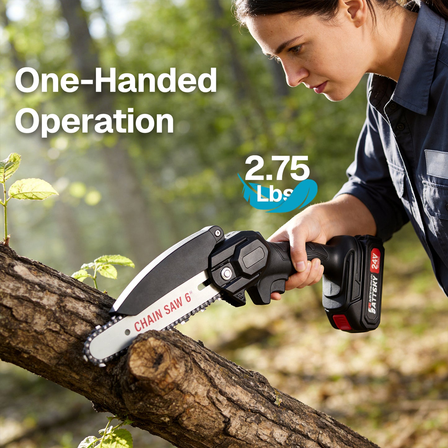 BN-LINK Mini Chainsaw,Lightweight Electric Pruning Saw Cordless,Hand Saw with 2 Batteries,Garden Tool Tree Wood Cutting