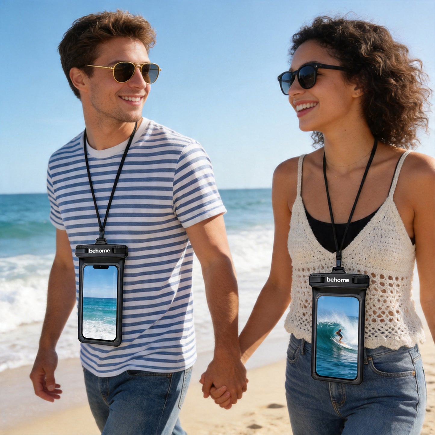 Behome Waterproof Phone Pouch, IPX8 Waterproof Phone Case for iPhone 17 16 15 14 13 Pro Max XS Samsung, 3D Cell phone Dry Bag Beach Essentials (2 Pack, 8 inch)