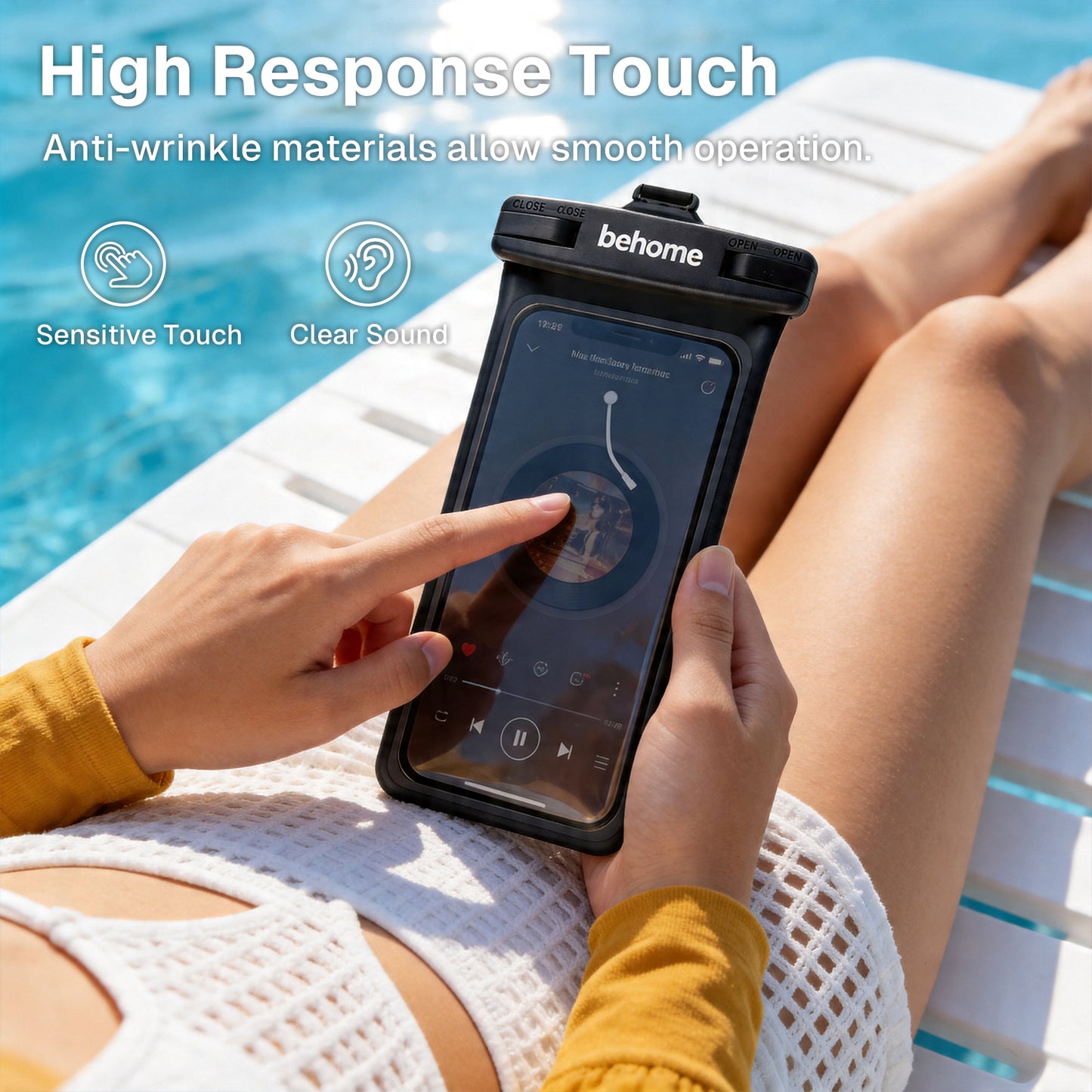 Behome Waterproof Phone Pouch, IPX8 Waterproof Phone Case for iPhone 17 16 15 14 13 Pro Max XS Samsung, 3D Cell phone Dry Bag Beach Essentials (2 Pack, 8 inch)